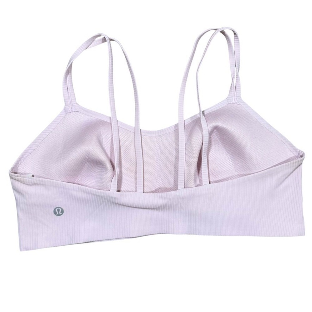 Lululemon Free to Be‎ Serene Bra Size 12 Light Pink Strappy Back Ribbed Gym Yoga